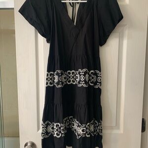 Old Navy Flutter Sleeve Black and White Midi Dress